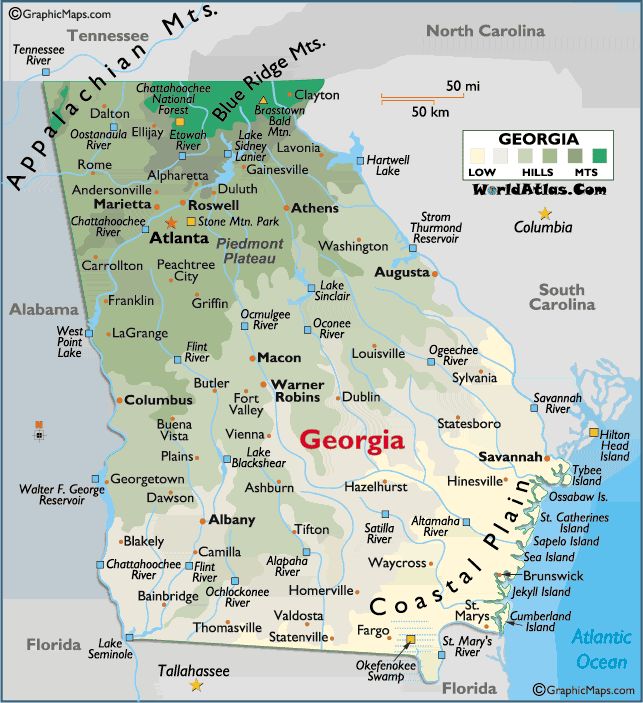 Map Of Georgia Usa. Georgia, USA
